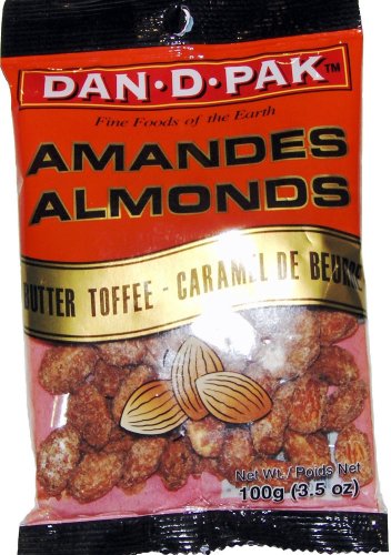 Dan-D-Pak Butter Toffee Almonds, 3.5-Ounce Bags (Pack of 12) by Dan-D-Pak