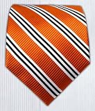 100% Silk Woven Tangerine Striped Tie