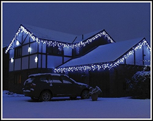 LEDwholesalers 16.4 Feet 150 LED Icicle Christmas Holiday Lights with Green Wire, White, 2064WH