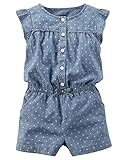 カーターズ Carter's ロンパース キッズ子供服 フリル袖 綿シャンブレー100% Polka Dot Chambray Romper 2T (88-93 cm)