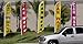 Burgers and Fries Restaurant Feather Banner Swooper Flag Set with 15 foot Flag Pole Kit and Ground Stake
