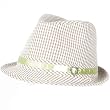 New Cotton Searsucker Plaid Belt Fedora Trilby Hat Light Khaki Small / Medium