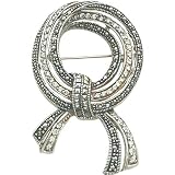 Sterling Silver Marcasite & CZ Pin Fancy Jewelry