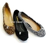 Lily-31 Zebra Ballet Flats Jewel Evening Low Heel