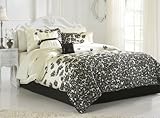 Elegant Black and White Floral 6Pc Comforter Set Bedskirt Dec Pillows