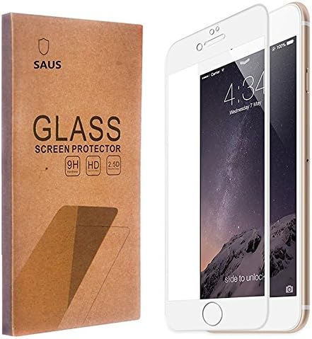 iPhone 7 Plus Screen Protector,SAUS 3D Full Coverage Screen Cover [9H Hardness] [Crystal Clear] Tempered Glass Screen for iPhone 7 Plus 5.5 inch (White)