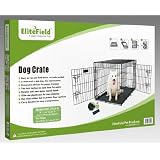 EliteField 36" 2-Door Folding Dog Crate with DIVIDER, 36" Long X 24" Wide X 26" High