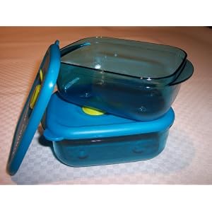 Tupperware Vent N Serve Set of 2 Small 1 Cup Microwavable in Aqua by