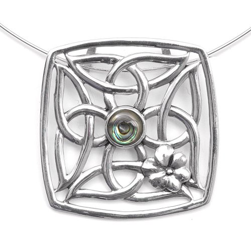 Sterling Silver Open Pansy w/ Abalone Accent Pendant