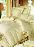 4-pc Luxury Apricot Imitated Silk Duvet Cover Bedding Set Full / Queen Size ....