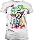 Flying Peace Sign Grafitti Juniors T-shirt, Peace And Love