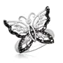 10k White Gold Black and White Butterfly Diamond Ring (1/4 cttw, I-J Color, I2-I3 Clarity), Size 6