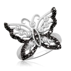 Buy 10k White Gold Black and White Butterfly Diamond Ring (1 4 cttw, I-J Color, I3 Clarity) by Amazon.com Collection