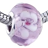 Pink White Flower Murona Glass Bead - Pandora Bead & Charm Compatible