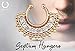 Gold IP Large Paved Gem Fan Non-Piercing Septum Hanger Clip On Clicker Ring 503GC