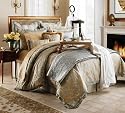 20 PC. SUPER BED IN A BAG COMFORTER SET W/ MATCHING SHEETS, PILLOWS AND ROBES, BLUE / GOLD, KING