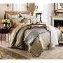 20 PC. SUPER BED IN A BAG COMFORTER SET W/ MATCHING SHEETS, PILLOWS AND ROBES, BLUE / GOLD, KING