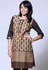 Musturd and black Block Prints Kurti