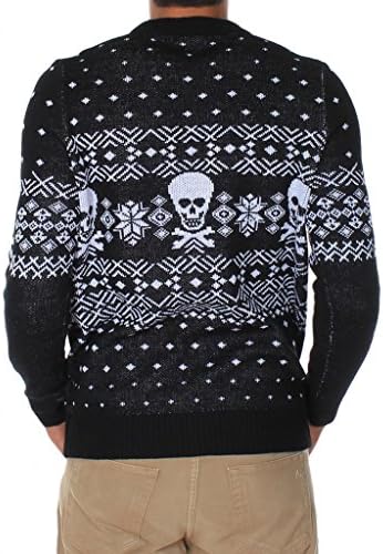 Men's Skulls and Cross Bones Fair Isle Christmas Sweater Size L