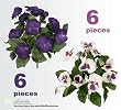 Twelve 10" Pansy Artificial Silk Flower Bushes _Cream Lavender and Violet Blue