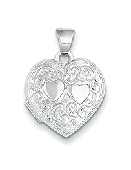 14k White Gold Heart Locket