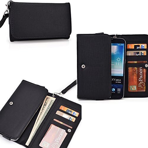 Black Ladies PU leather all in one wallet- Phone holder/ internal card slots- universal design for Oppo Find 7 QHD
