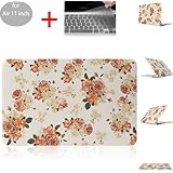 SwiftBox British Style Scotland Rose Pink Flowers Garden Floral Anti-fingerprint Anti-scratch HardShell Case for Macbook Air 11 inch (Model Number A1465 or A1370) + Free Transparent Silicone Keyboard Skin Cover + SwiftBox Handmade Owl Phone Strap