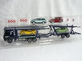 Zoom Produkt-Bild: AUTOTRANSPORTER AUTO TRANSPORTER ABSCHLEPPER BMW X5 LAND ROVER FREELANDER PORSCHE 993 911 PEUGEOT 206 1/72 CARARAMA MODELLAUTO MODEL AUTO