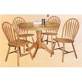 All new item 5 pc pack natural finish wood round dining table set