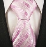 Pink Stripe Mens Designer 100% Silk NeckTie