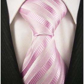 Pink Stripe Mens Designer 100% Silk NeckTie