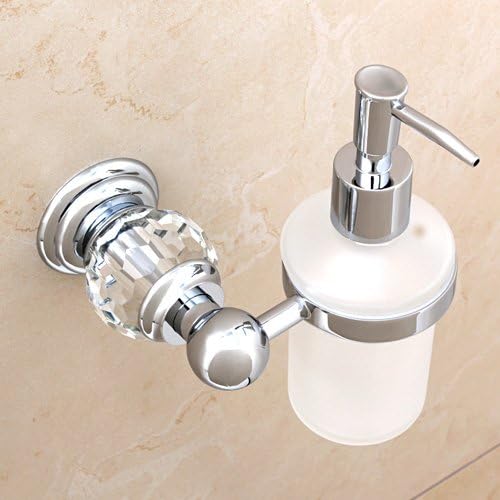 YIT Bathroom Soap &amp; Lotion Dispenser with Frosted Bottle and Brass Holder in Polished Rose Gold Finish