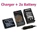 2 x FOR Panasonic CGA-S005 / CGA-S005E Compatible BATTERY + Battery Charger for Panasonic Lumix DMC-LX1 / DMC-LX2 / DMC-LX3 Digital Camera