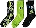 Under Armour Boys Next Logo Crew Socks, Velocity Green/Assorted, Large