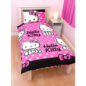 Parure de lit housse de couette + Poncho Cape de bain enfant Fille + Taie d oreiller Hello Kitty 1 Personne