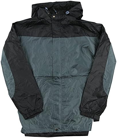 Men's 2-Tone Rip Stop Hooded Winbreaker (Charcoal, XL)