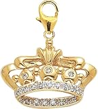 14k Gold Diamond Crown Charm (1/10 cttw)
