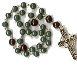 Anglican Prayer Beads, Rosary - Green Mountain Jade/Black Czech Glass Beads