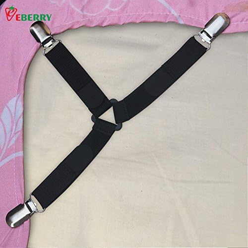 Adjustable Bed Sheet Fasteners Suspenders Bed Band Holder Gripper Suspender and Strap (Set of 4)