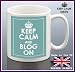 Keep calm BLOG ON Teal - ceramic mug - unique and easy internet gift idea - Microve and dishwasher safe