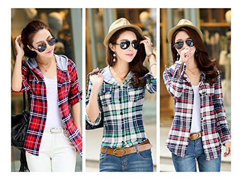 BALDR(バルドル) カジュアル ボタン フード 付き チェック 柄 長袖 シャツ トップス アウター UV 対策