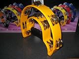 Yellow Deluxe Tambourine Half Moon Double-Ring