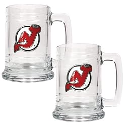 New Jersey Devils 2pc 15oz Glass Tankard Set- Primary Logo NHL Hockey