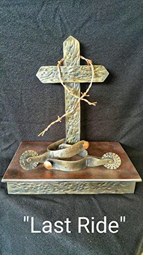 Cross and Spur Western Sculpture of Hand Forged Steel