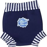 from Splash About Splash About neoprene Happy Nappy (swim nappy), Navy with Navy & White stripe rib, XX Large (toddler)