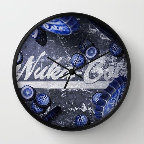 Custom Art Design Wall Decor Clock Fallout Nuka Cola(2) Black Frames Wall Clock Modern Design Watch Wall 10" Diameter Unique Wall Clocks