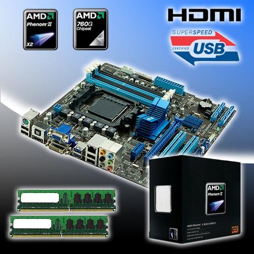 Amd Phenom Ii X2 Dual Core 560 3.3ghz Cpu - Asus M5a78l-m Usb3 Hdmi Motherboard - 4gb Ddr3 Memory Bundle Bu122 Picture