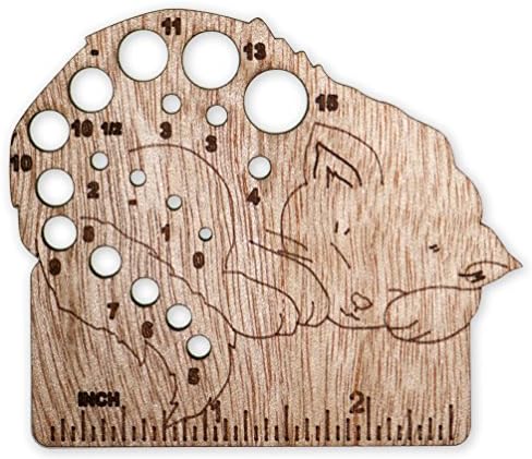 Yarnies Knitting Needle and Crochet Hook Gauge (US, Sleeping Kitten)