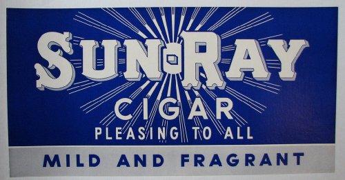 1930's Art Deco Sun Ray Vintage Cigar Antique Advertising Poster
