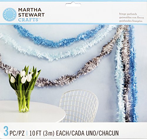 Martha Stewart Crafts 44-20213 Tissue Fringe Garlands, Cool Tones, Blue